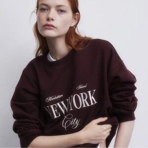 H&M Dark Red New York Graphic Sweatshirt